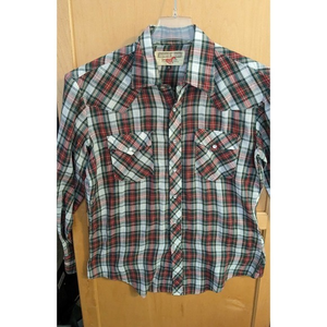 Vintage Authentic Western Youngbloods Long Sleeve Pearl Snap Medium‎ Plaid 65/35